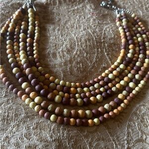 Sassy Jones Layered Beaded Necklace in Yellow, Brown and Pink